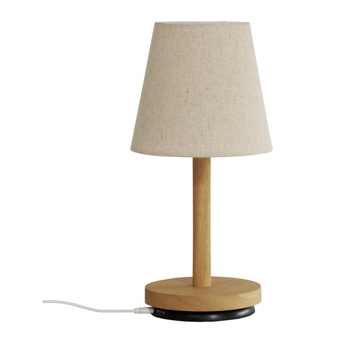 Bezprzewodowa lampka stołowa drewniana - stacja ładowania 02